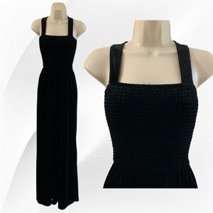 Essue Black Smocked Jumpsuit